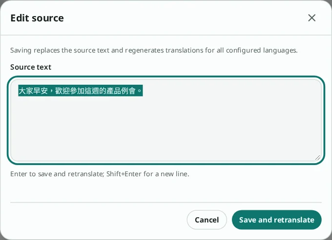 Edit source dialog